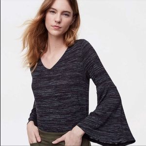 Loft Black Marble Bell Sleeves Top